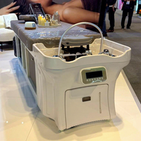 Dernier lit de massage portable japonais Headspa avec réservoirs d'eau, bol de lavage des cheveux avec chauffage et cuiseur vapeur pour spa et salon