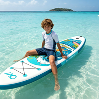 Planche à pagaie gonflable pour enfants de 9'6'', motif Surfing Boy, SUP junior de 31'' de large, planche stable de 5 pouces d'épaisseur, 290 cm