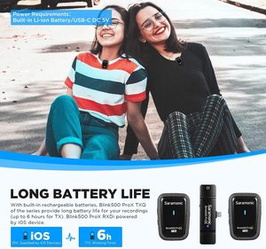 Saramonic blink500 ProX Q4 không dây Lavalier <span class=keywords><strong>Microphone</strong></span> cho iPhone iPad MFI chứng nhận mic cho vlog podcast dòng sống ghi âm - Product Image 6