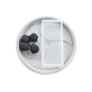Plateaux de transport ronds en plastique blanc et gris durables pour pots de fleurs, avec <span class=keywords><strong>roulettes</strong></span>, pour intérieur et extérieur, vente en gros - Product Image 3