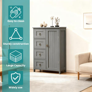 ארון עץ מודרני גדול עץ שידה יהירות 4 עיצוב מגירות - Product Image 3