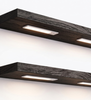 Étagère flottante noire moderne avec lumière LED rechargeable pour les boutiques éphémères et la vente au détail temporaire