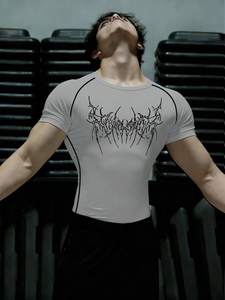 Custom <strong>Compression</strong> Men's Fitness Shirt Printed <strong>Running</strong> Sports t Shirt Anti-Friction Protective Quick Dry <strong>Short</strong> Sleeve Te for Men - Product Image 4