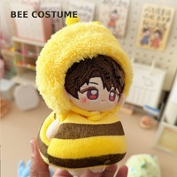 Fournisseur de vêtements pour poupées en peluche personnalisées OEM, tenue d'animal à capuche abeille/requin de 10 cm, costume mignon pour mini-poupée