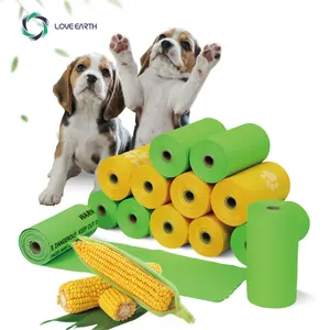 Venta caliente eco amigable fábrica logotipo personalizado impreso biodegradable bolsas de basura para perros al por mayor bolsa de caca de perro