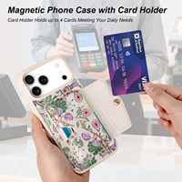 Casing Ponsel Kulit Mikrofiber Bermotif Bunga Kustom untuk iPhone 18 17 Pro Max dengan Dompet Magnetik, Tempat Kartu, dan Penutup Jepret