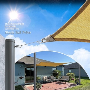 Palo per tenda da sole Z.S Lighting da esterno, 3 metri, in metallo zincato resistente, kit di supporto per tettoia piscina, palo per illuminazione a sezione divisa - Product Image 2
