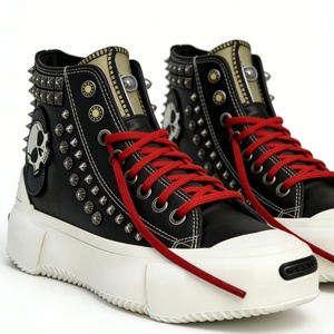 Nuove Scarpe da Ginnastica Punk High-Top in Tela con Design Teschio e Suola a Piattaforma Effetto Sciolto, Traspiranti, di Alta Qualità, per Uomo - Product Image 3