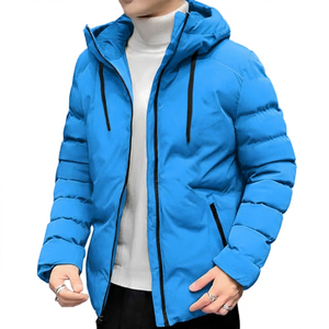 New <b>Men's</b> <b>Hooded</b> Loose Ripped Hole <b>Denim</b> Varsity <b>Jacket</b> Turn-down Collar Button Pocket Casual Clothing Young Winter Plain Dyed - Product Image 4