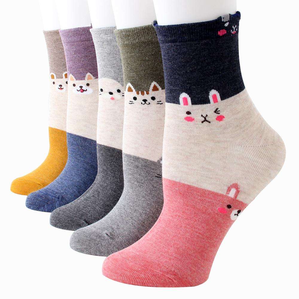 Soft Womans Fashion Organic Cotton Bamboo Crew Socks for Ladies Funny Korean Women Novelty Animal Sock Colorful Cute Socks