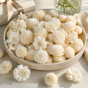 Vendita calda 100% <span class=keywords><strong>fiore</strong></span> decorativo in <span class=keywords><strong>legno</strong></span> <span class=keywords><strong>di</strong></span> Sola fatto a mano per la decorazione del diffusore a bastoncini - Product Image 1