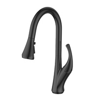Nouvelle Robinet de Cuisine Monocommande Style Moderne Col de Cygne Noir avec Douchette Extensible