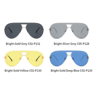 クラシックメンズUV400パイロットサングラスメタルフレームブルー/ゴールド/イエロー/シルバー/グレー屋外運転用リムレスデザイン - Product Image 5