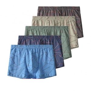 Calzoncillos Boxer de Algodón Azul para Hombre, Cintura Media, Transpirables, Ropa Interior Juvenil con Diseño Exclusivo Transfronterizo - Product Image 1