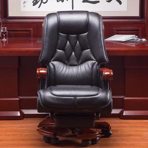 High End Solid Wood <strong>Leather</strong> <strong>Reclining</strong> Gas <strong>Lift</strong> boss Office <strong>Chair</strong> with Massage <strong>and</strong> Footrest - Product Image 4