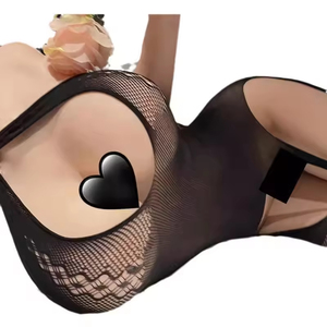 Lingerie sexy grande taille en maille fine respirante sans armatures, sans entrejambe, tentation unie, violet estival, soutien-gorge de chambre, vente en gros - Product Image 4