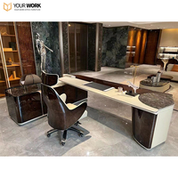 Escritorio Ejecutivo de Oficina en Forma de L Personalizable de Alta Gama, Sistema Inteligente, Mesa para CEO, Muebles de Madera de Alta Calidad