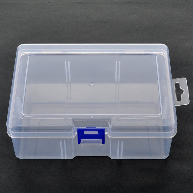 Rectangular Plastic Boxes Empty Storage Organizer Containers with Hinged Lids