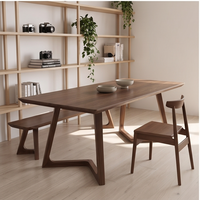 Table à manger moderne simple en bois massif, style japonais, rectangulaire