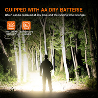 Lampe torche à piles sèches 3 pièces, ultra-lumineuse 1000+ lumens, étanche, en aluminium, pour l'extérieur