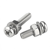 Vis à tête cylindrique cruciforme en acier inoxydable 304 avec rondelle plate et écrou, ensemble de vis combinées à tête ronde M2/M3/M4/M5/M6