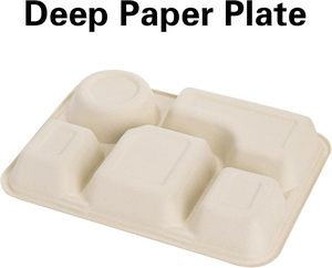 Emballage alimentaire à emporter écologique, biodégradable, durable, jetable, boîte à lunch à 4 compartiments, plateau repas en bagasse avec couvercle - Product Image 3