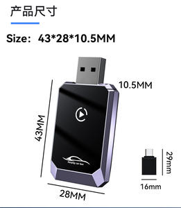 อะแดปเตอร์ CarPlay ไร้สายแบบพกพา ยูเอสบี ดองเกิล รับประกัน 1 ปี สำหรับอุปกรณ์ iOS ในรถยนต์ รองรับการสะท้อนหน้าจอ นำทาง และสตรีมเพลง - Product Image 2