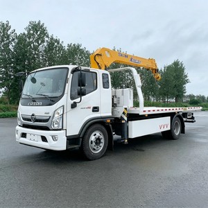 Grúa de Plataforma Plana Foton Ollin 4x2 con Grúa de Brazo de 5 Toneladas y 3 Toneladas, Camión de Remolque con Plataforma Deslizante y Motor Cummins para Rescate - Product Image 3