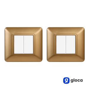 Placca interruttore a parete Gloca 2P in plastica dorata a 2 pulsanti, resistente per Matix - Product Image 2