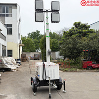 Tour d'éclairage mobile de type remorque, avec projecteur LED de 7M/9M, pour éclairage extérieur de chantier et d'urgence