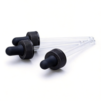 Bouchon côtelé noir 22/400 en aluminium-plastique avec pipette compte-gouttes à pointe plate conique anti-débordement et anti-poussière pour flacons d'huiles essentielles