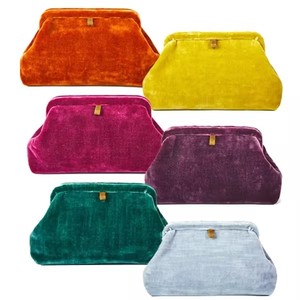 Sac de soirée en velours personnalisé pour femme, couleur unie, pochette de mariée, sac à main de mariage, vente en gros - Product Image 4