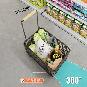 Chariot de courses pratique de haute qualité avec roues, chariot de courses personnalisé, panier écologique pour la file d'attente - Product Image 4