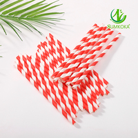 Pailles en papier biodégradables Sumkoka 6mm*210mm, prix usine personnalisé, pour fêtes, restaurants, boissons au thé Boba