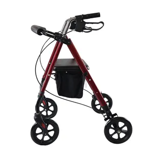 Disabled Aluminum Rollator Folding Shopping Cart With Seat