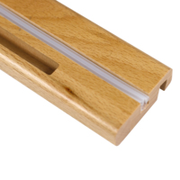 Support de menu en acrylique transparent en forme de T avec deux fentes, support de carte de table en acrylique portrait avec base en bois