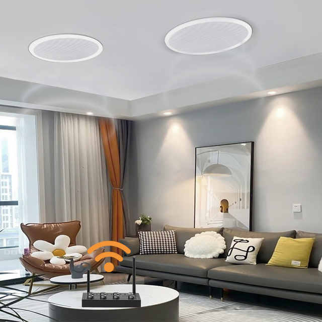 Wireless for Ceiling Audio Speaker Set with Hi-Res Audio 50W Mono for Home Living Room Horn Wall Commercial Use