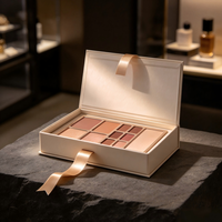 Luxuriöse Magnetische Klappbare Make-up Geschenkbox mit Individuellem Logo, Bandverschluss, Starrer Karton und EVA-Einlage für Lidschatten-Palette Kosmetikverpackung
