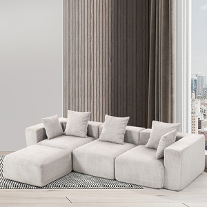 Ensemble de canapés de salon, canapés compressibles, canapé combiné beige, canapé en forme de L pour salon - Product Image 1
