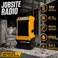 Radio FM/AM de chantier, alimentée par batterie 18V, avec haut-parleur de basses 10W, son puissant, IP65, série Tradesman