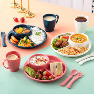 Juego de vajilla para niños, cafetería japonesa reductora de grasa, tres platos divisorios, plato de desayuno para niños - Product Image 1