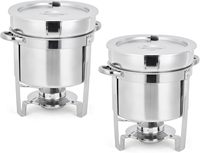 Mesa de Vapor Redonda de Acero Inoxidable, Mesa de Buffet Aislada, Calentador de Sopa Comercial para Restaurantes, Hoteles y Servicios de Catering