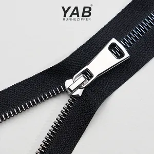 Resin Zipper YAB 5# Resin Triangle Thin Teeth Airtight Black Plastic Zipper For Outdoor Wear And Clothes
