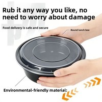 Boîte à lunch jetable haut de gamme de style américain, compatible micro-ondes, en plastique, avec couvercle, noire, pour emballage de restauration rapide, Bol d'emballage pour la restauration rapide, version continentale
