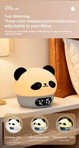 Décoration d'intérieur, réveil numérique à piles, horloge de table LED intelligente avec lumière nocturne en silicone en forme de panda, tactile, avec changement de couleur - Product Image 6