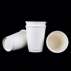Vasos de Papel para Café Caliente, Blancos, Desechables, de Doble Pared, 4oz 8oz 12oz 16oz, de Pulpa de Madera, con Impresión de Logotipo Personalizado - Product Image 5