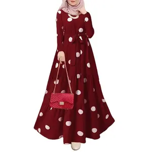 Elegant New Design Casual Polka Dot Khimar Hijab Abaya Modest Ladies Party Dresses Ethnic Style Turkey Muslim Women's Dresses