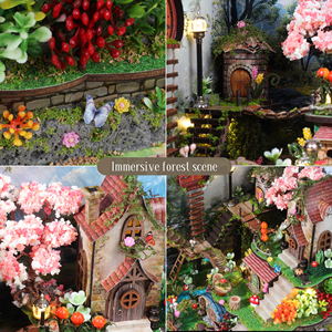 Kit de Jardín de Hadas DIY, Casa Miniatura <span class=keywords><strong>con</strong></span> Luz LED, Kit de Casa Miniatura de Madera para Adultos, Decoración del Hogar - Product Image 4