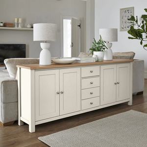 Buffet de style européen personnalisé en bois massif, <span class=keywords><strong>design</strong></span> shaker, blanc crème laqué mat, <span class=keywords><strong>commode</strong></span> de rangement, armoire d'entrée - Product Image 1