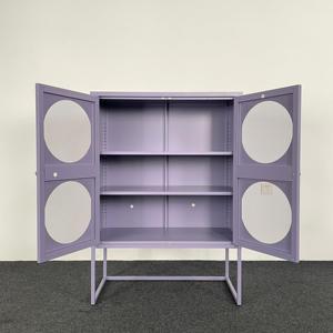 מודרני הדלת אחסון מתכת ארון בגדים לחדר אוכל סלון תצוגה צבעוני מתקפל ארון לתצוגה צבעונית לשימוש ביתי - Product Image 6